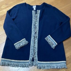 Chicos Embellished Open Front Cardigan size L/ 2